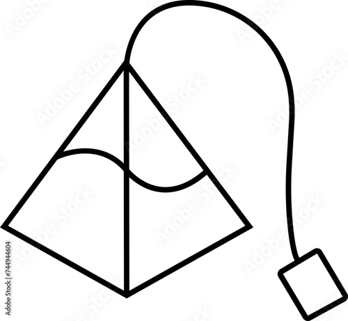 Pyramid tea bag icon in linear style editable stock. Triangle paper tea bag on transparent background. Tag, herb, organic beverage sign. Breakfast drink concept. Symbol element for web design and app.