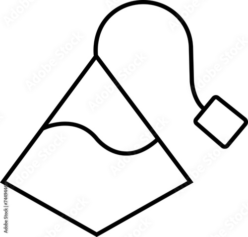 Pyramid tea bag icon in linear style editable stock. Triangle paper tea bag on transparent background. Tag, herb, organic beverage sign. Breakfast drink concept. Symbol element for web design and app.