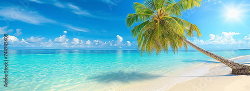 Photo of beautiful tropical beach and sea view background 