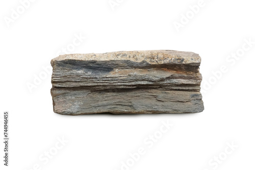 Mica Schist Metamorphic Rock isolated on white background.