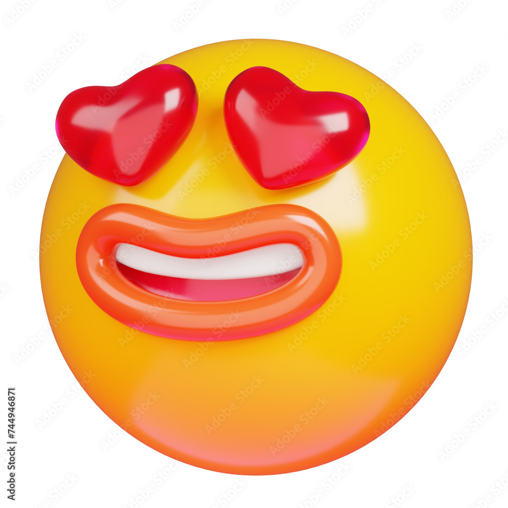 Love Eyes Emoji 3d rendering of emoticon on transparent background Love Eyes Emoji 3d rendering of emoticon on transparent background