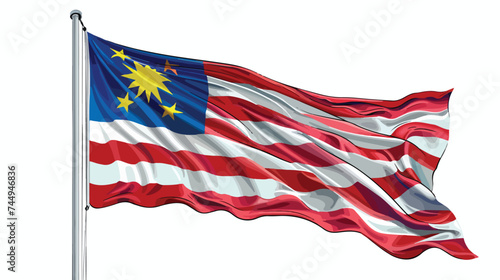 Malaysia flag in pole isolated on white background v