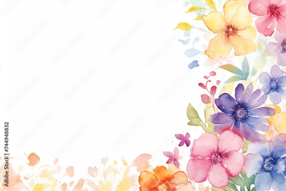 A background of watercolor flowers with a clean area for text