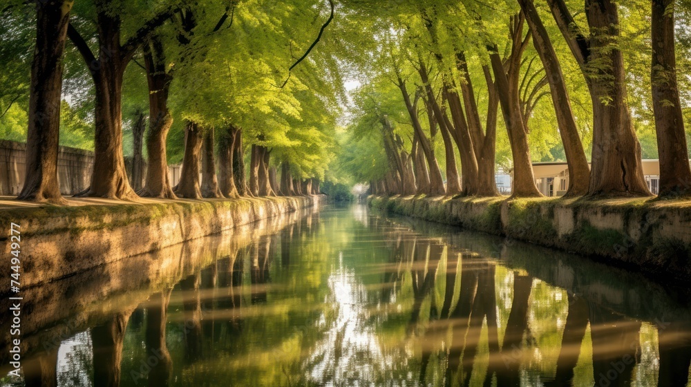 Late spring look on Canal du Midi canal in Toulouse