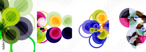 Charming geometric abstract posters. Mesmerizing set of circles, each design a harmonious blend of form and color. Elevate your design with modern, visually striking art