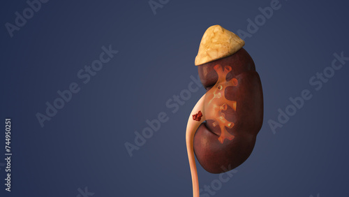 Medical animation of kidney stones in humans