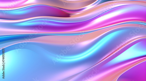 3d rendrening Holographic neon chrome gradient waves. Colorful psychedelic abstract background cyberpunk style, Abstract liquid wave wallpaper. Creative holographic background. For banner, postcard, 