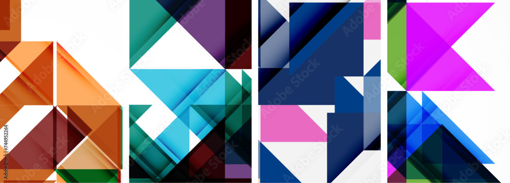 Set of abstract random triangle composition backgrounds. Vector illustration for for wallpaper, business card, cover, poster, banner, brochure, header, website Set of abstract random triangle composition backgrounds. Vector illustration for for wallpaper, business card, cover, poster, banner, brochure, header, website