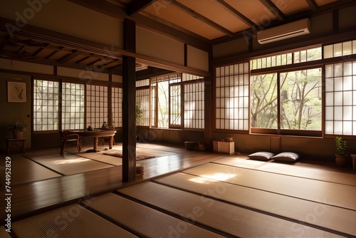 Muji design, an empty wooden room, and interior cleaning of a Japanese room