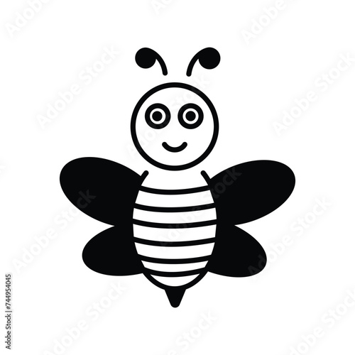 bee icon with white background vector stock illustration