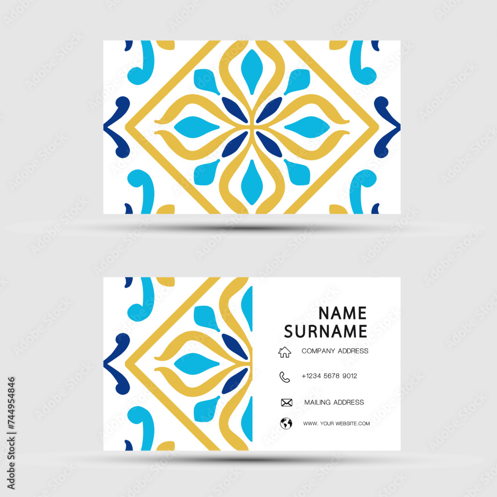 Obraz premium Business card design. With abstract pattern. Vector element vintage style. illustration EPS10.