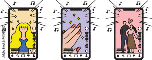 TikTokでライフスタイルを投稿するイラスト
