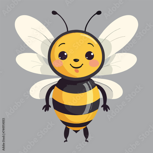 cute happy bee, simple and cartoonist style