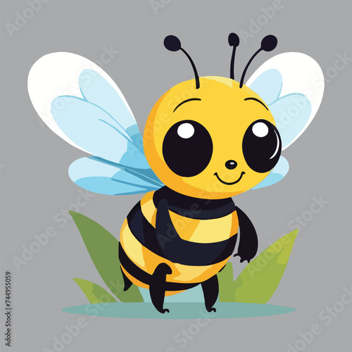 cute happy bee, simple and cartoonist style
