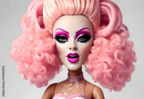 isolated fictional unbranded drag queen toy doll photo