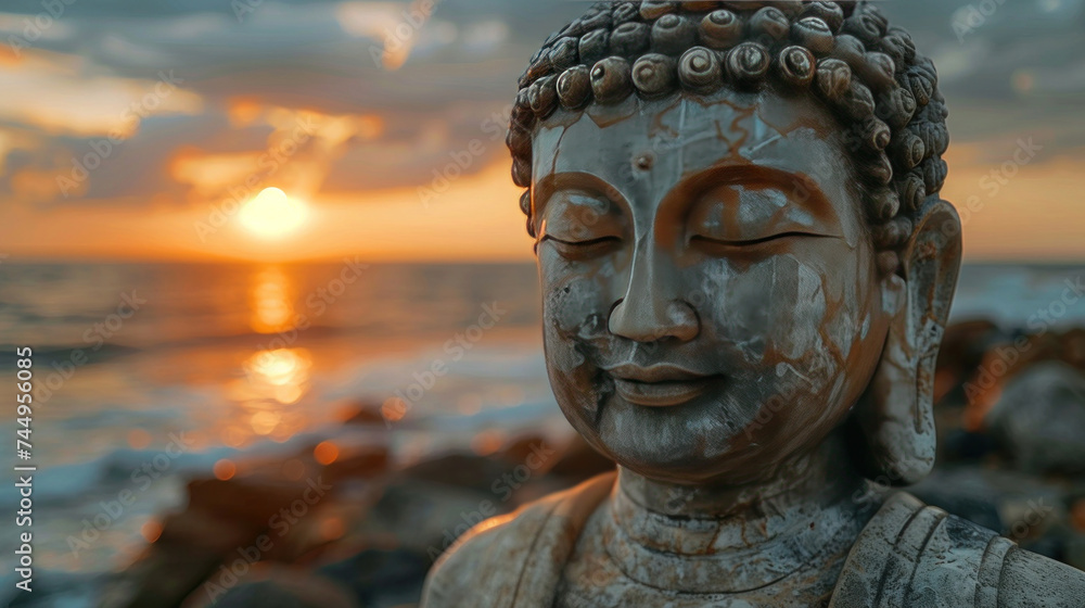 Buddha statue on sunset sky with cloud background. Buddha statue on sunset sky with cloud background.