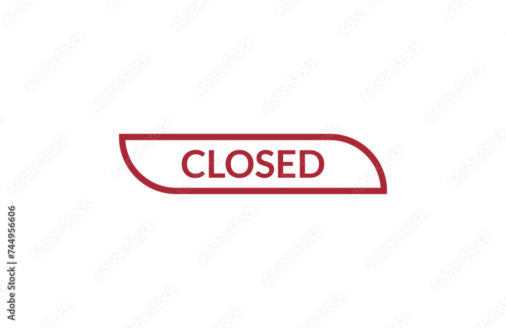 Closed red ribbon label banner. Open available now sign or Closed tag. Closed red ribbon label banner. Open available now sign or Closed tag.