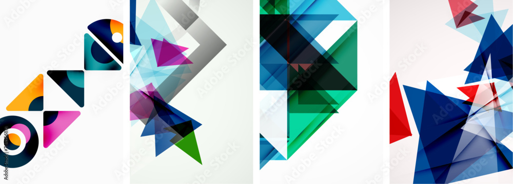 Set of abstract random triangle composition backgrounds. Vector illustration for for wallpaper, business card, cover, poster, banner, brochure, header, website Set of abstract random triangle composition backgrounds. Vector illustration for for wallpaper, business card, cover, poster, banner, brochure, header, website