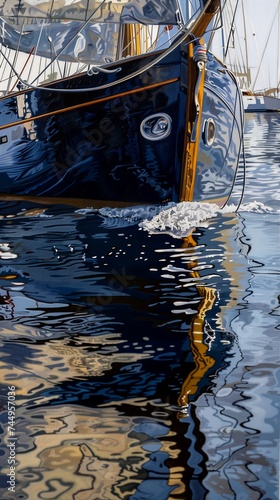 sailboat deep reflection sails reflections wet streets blue submarine