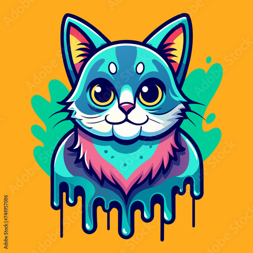 Adorable Cat Design  Cute and Playful Feline Graphic for Trendy T-Shirt Print on Demand  Perfect for Cat Lovers and Casual Wear Enthusiasts