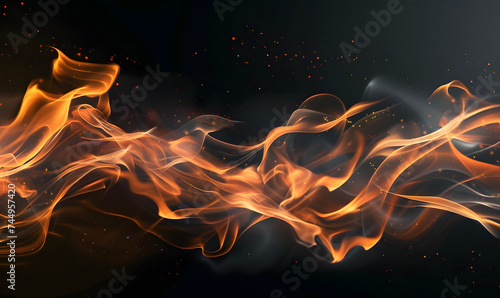 Burning fire flames on dark background