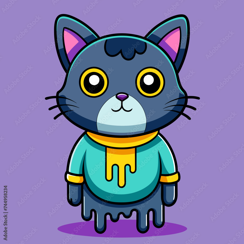 Adorable Cat Design: Cute and Playful Feline Graphic for Trendy T-Shirt Print on Demand, Perfect for Cat Lovers and Casual Wear Enthusiasts