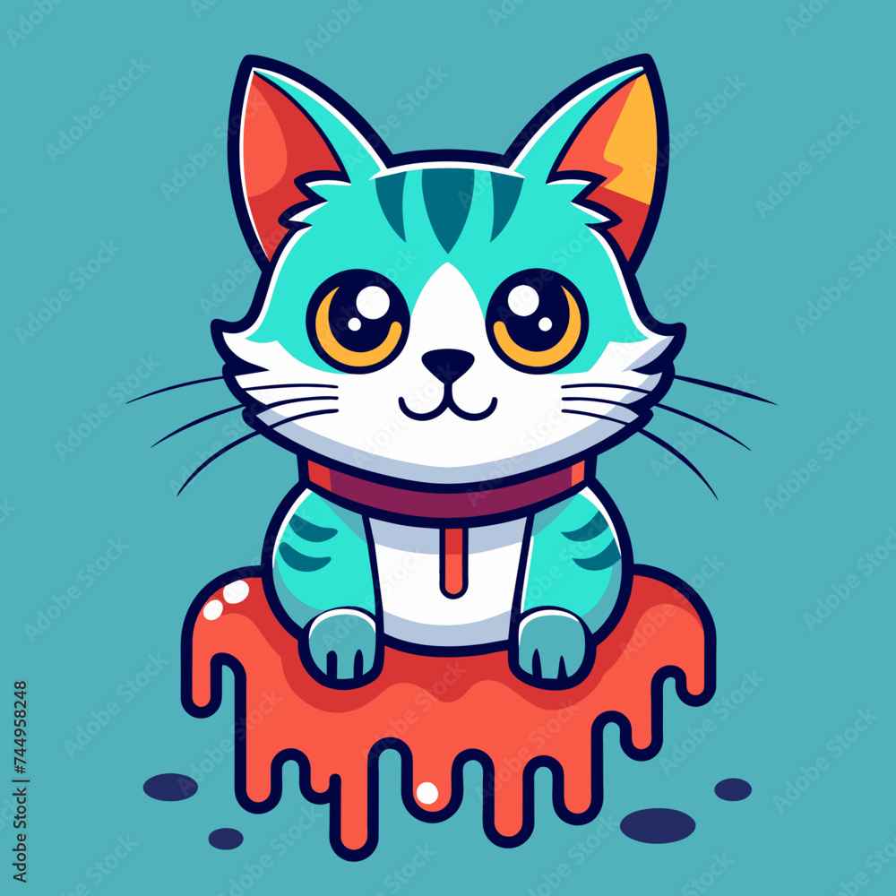 Adorable Cat Design: Cute and Playful Feline Graphic for Trendy T-Shirt Print on Demand, Perfect for Cat Lovers and Casual Wear Enthusiasts