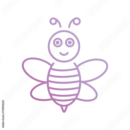 bee icon with white background vector stock illustration