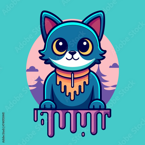 Adorable Cat Design: Cute and Playful Feline Graphic for Trendy T-Shirt Print on Demand, Perfect for Cat Lovers and Casual Wear Enthusiasts © HashCovid