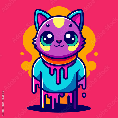 Adorable Cat Design: Cute and Playful Feline Graphic for Trendy T-Shirt Print on Demand, Perfect for Cat Lovers and Casual Wear Enthusiasts