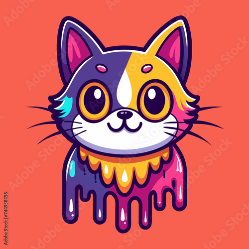 Adorable Cat Design: Cute and Playful Feline Graphic for Trendy T-Shirt Print on Demand, Perfect for Cat Lovers and Casual Wear Enthusiasts