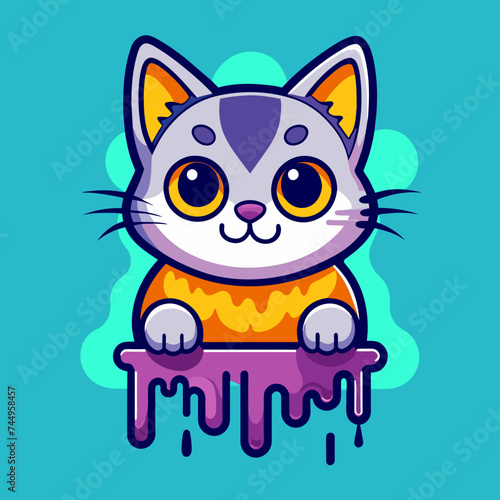 Adorable Cat Design: Cute and Playful Feline Graphic for Trendy T-Shirt Print on Demand, Perfect for Cat Lovers and Casual Wear Enthusiasts