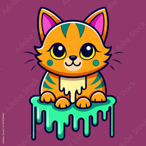 Adorable Cat Design: Cute and Playful Feline Graphic for Trendy T-Shirt Print on Demand, Perfect for Cat Lovers and Casual Wear Enthusiasts