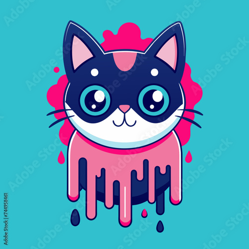 Adorable Cat Design: Cute and Playful Feline Graphic for Trendy T-Shirt Print on Demand, Perfect for Cat Lovers and Casual Wear Enthusiasts
