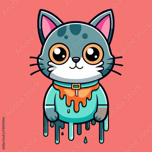 Adorable Cat Design: Cute and Playful Feline Graphic for Trendy T-Shirt Print on Demand, Perfect for Cat Lovers and Casual Wear Enthusiasts