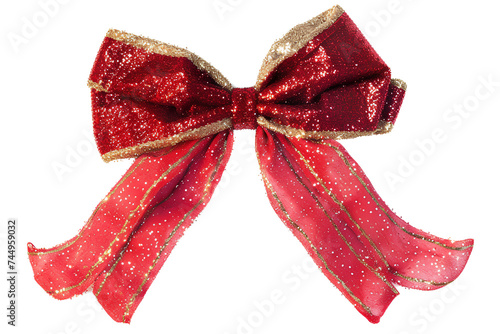 red Christmas bow on a white isolated background 