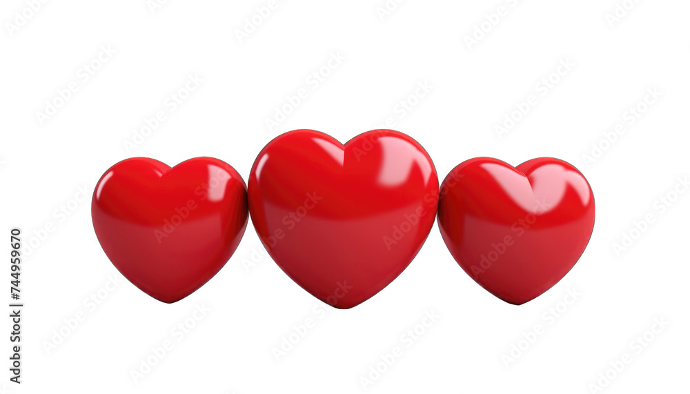 3 Red heart 3D png