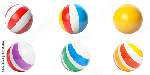 Collection of beach ball isolated on a white background as transparent PNG photo
