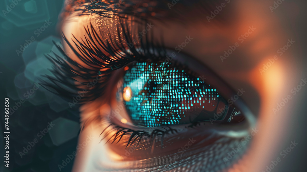 Digital Eye Concept with Binary Code Reflection Digital Eye Concept with Binary Code Reflection