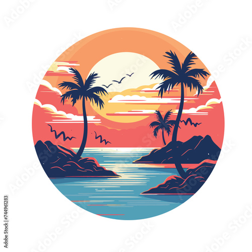 tropical island with palm trees