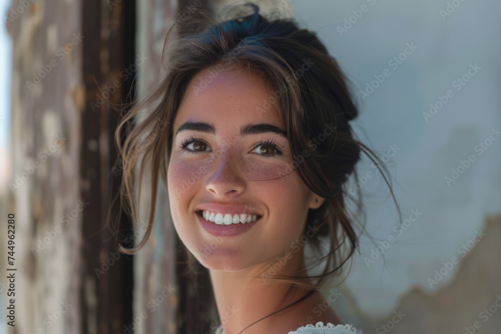 Beautiful young diverse woman portrait with the subject looking at the camera Beautiful young diverse woman portrait with the subject looking at the camera