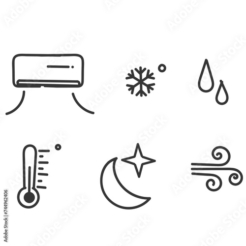 hand drawn doodle air conditioner illustration related icon