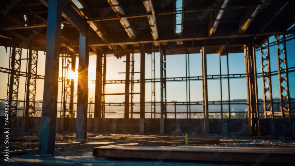 Construction on the building site background Construction on the building site background