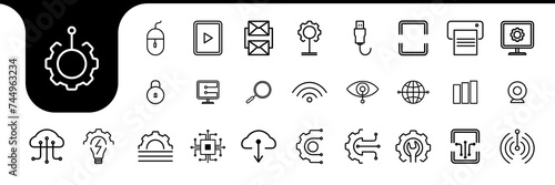 gear minimal line collection icon design vector