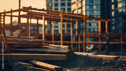 Construction on the building site background © RENDISYAHRUL