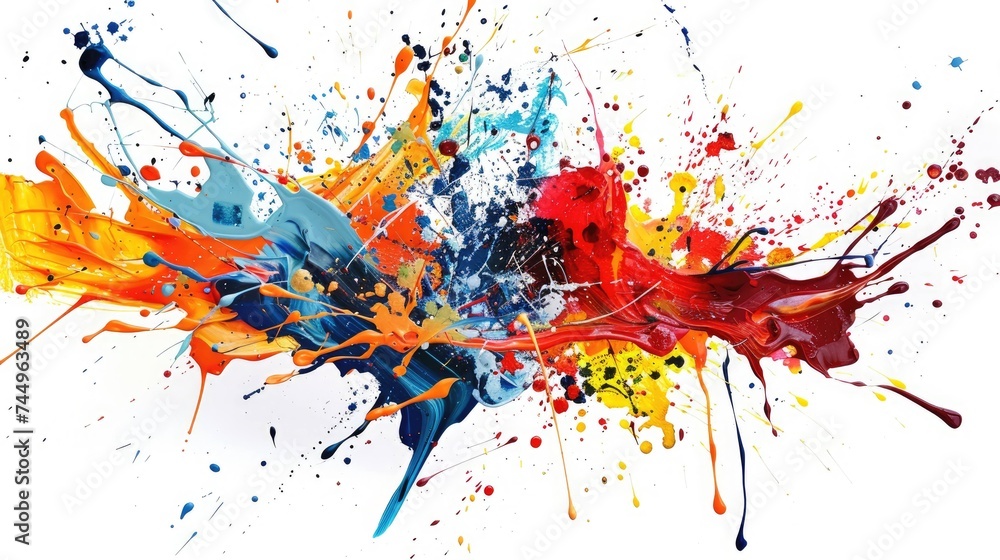 Vibrant abstract background of paint splashes, modern and contemporary design. Multilayered surfaces