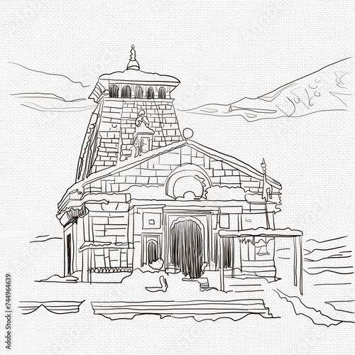 illustration of Kedarnath Mandir Hindu temple of Lord Shiva in Uttarakhand India for Kedarnath Yatra photo