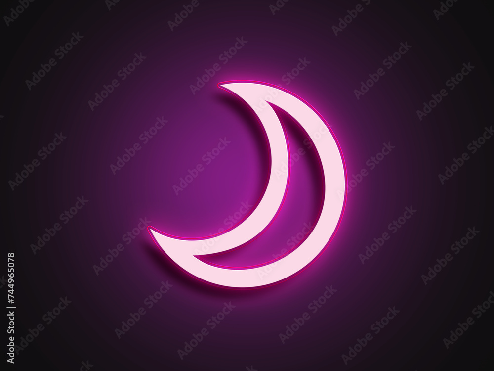 Neon light 3d logo of cute little chicken shape on glowing background. Neon light 3d logo of cute little chicken shape on glowing background.