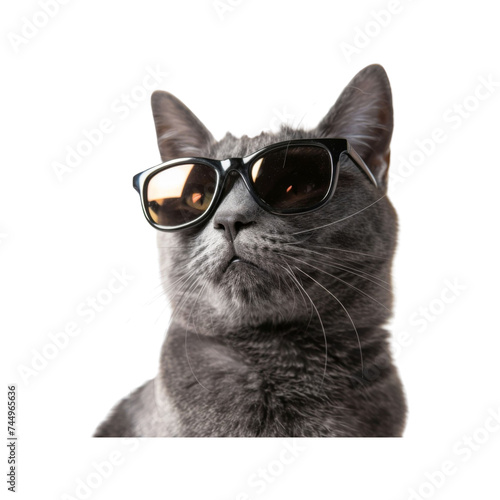 A_gray_cat_wearing_sunglasses_and_dressing