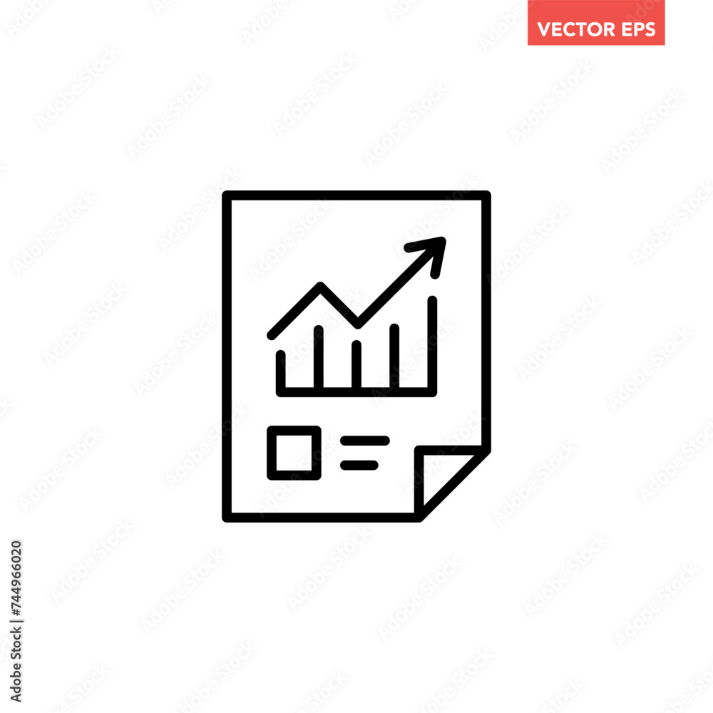 Black single financial statement line icon, simple business report flat design vector pictogram, infographic interface elements for app logo web button ui ux isolated on white background Black single financial statement line icon, simple business report flat design vector pictogram, infographic interface elements for app logo web button ui ux isolated on white background